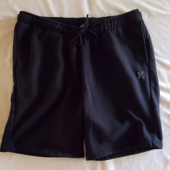 Hurley Men's Large Drawstring Black Fleece Athletic Shorts - Picture 1 of 6